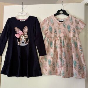 Toddler Girl Spring Dress Bundle H&M + Jack & Lana Bunny and Boho Feather 3-4T